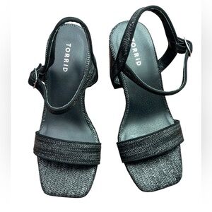 Torrid Raffia Woven Platform heels Sandals 8.5WW Extra Wide black NWOT